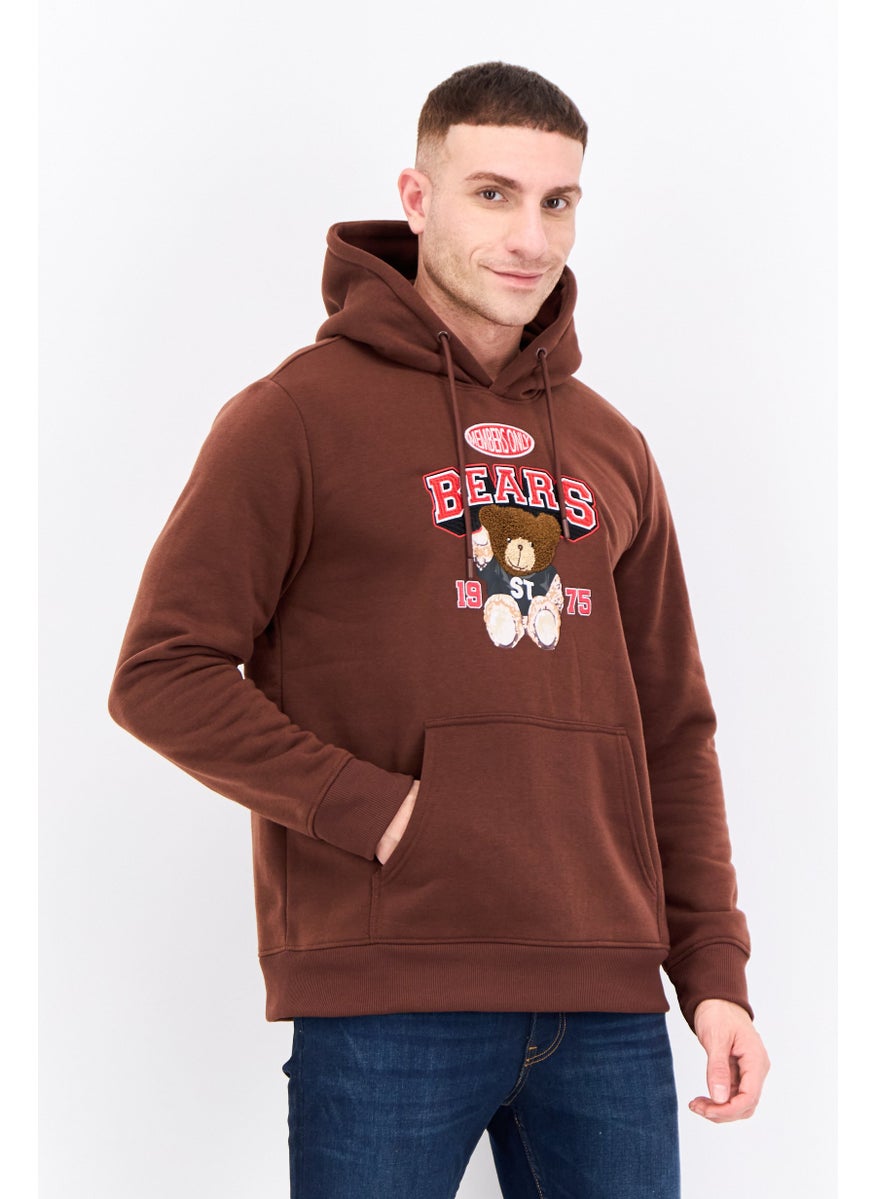 MEMBERS ONLY - Men Hooded Long Sleeves Brand Logo Sweatshirt, Brown - Image 1