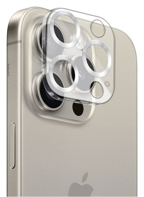 iPhone 15 Pro Max Camera Lens Protector Tempered Glass 9H Hardness Ultra HD Anti-Scratch Easy to Install Case Friendly Full Coverage Guard Silver