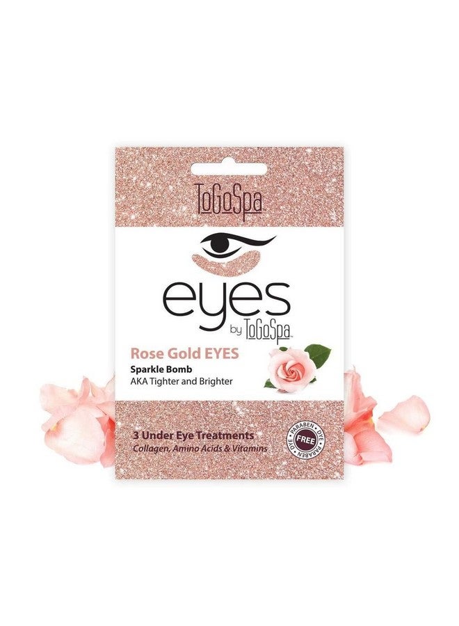 ToGoSpa Rose Gold Eyes Under Eye Repair | Microinfused Clean Collagen Gel Masks With Hyaluronic Acid Aloe Vera Vitamins C & E Rose And 24K Nano Gold To Tighten And Brighten Saggy Eyes 3 Pack - Image 1