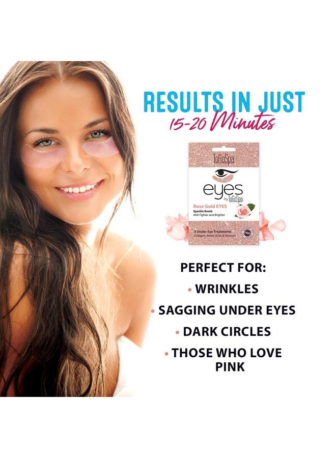 ToGoSpa Rose Gold Eyes Under Eye Repair | Microinfused Clean Collagen Gel Masks With Hyaluronic Acid Aloe Vera Vitamins C & E Rose And 24K Nano Gold To Tighten And Brighten Saggy Eyes 3 Pack - Image 2