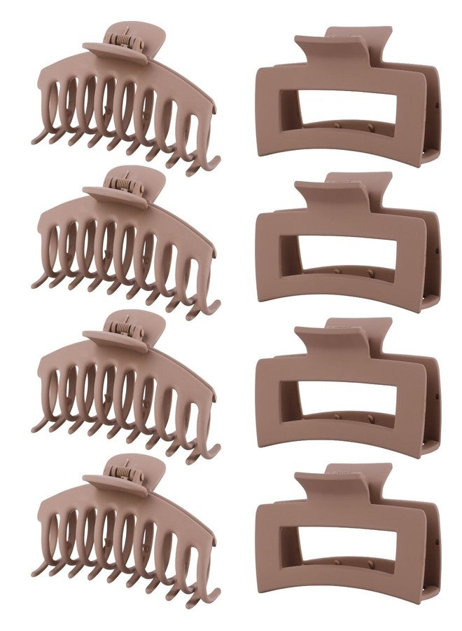 LuSeren Light Brown Hair Clips for Women - 8 Pack 4.3 Inch Large Hair Claw Clips for Women Thin Thick Curly Hair, Big Matte Banana Clips,Strong Hold jaw clips - Image 1