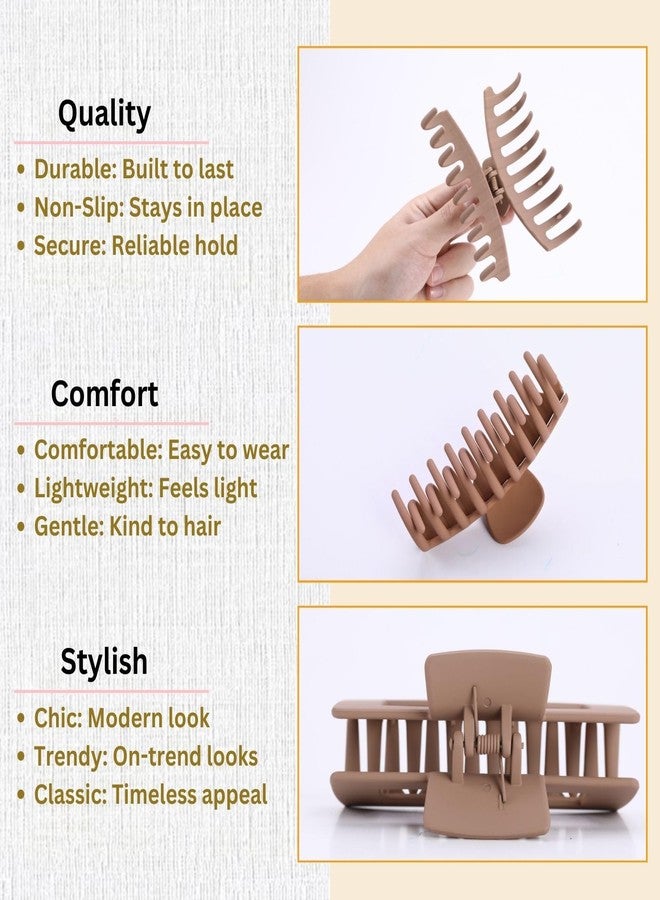 LuSeren Light Brown Hair Clips for Women - 8 Pack 4.3 Inch Large Hair Claw Clips for Women Thin Thick Curly Hair, Big Matte Banana Clips,Strong Hold jaw clips - Image 5