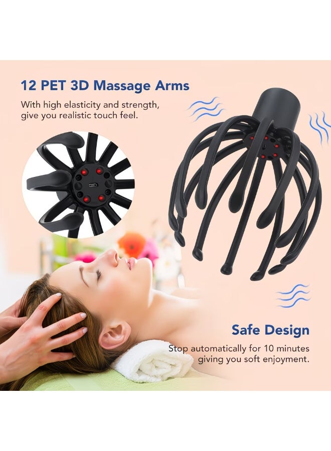 M MIAOYAN 3D Octopus Scalp Massager, Rechargeable Electric Head Massage Tool with Vibration, Relaxation Device - Image 2