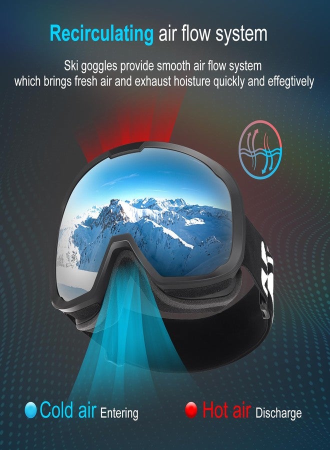 EXP VISION Ski Goggles for Men Women, OTG Snowboard Goggles with 100% UV Protection Anti Fog Lens Snow Goggles (Silver) - Image 3