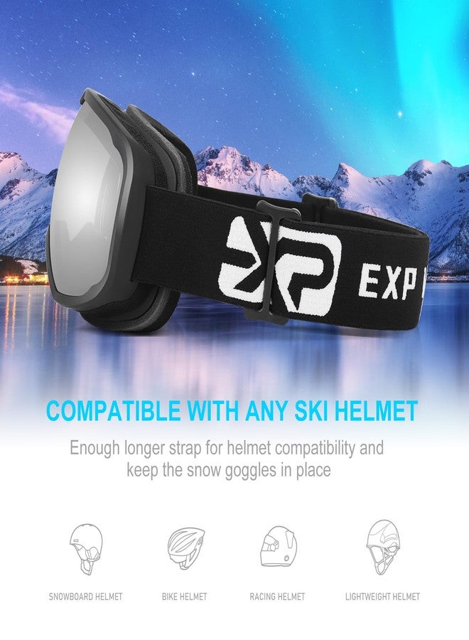 EXP VISION Ski Goggles for Men Women, OTG Snowboard Goggles with 100% UV Protection Anti Fog Lens Snow Goggles (Silver) - Image 5
