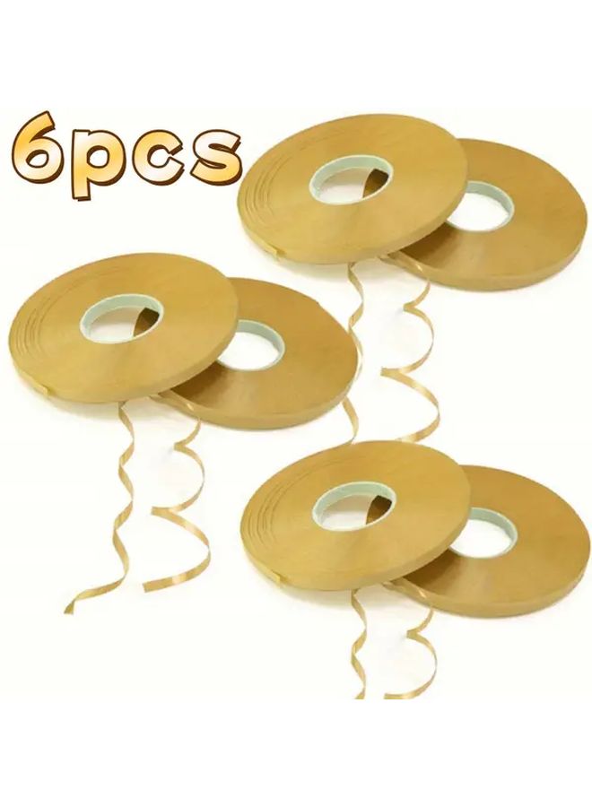 6 Pack Light Blue 5mm Golden Ribbon Rolls 393.7 Inch Each Waterproof Plastic Balloon String for Gift Wrapping Crafts Birthday Party Holiday Wedding Christmas Decorations - Image 1
