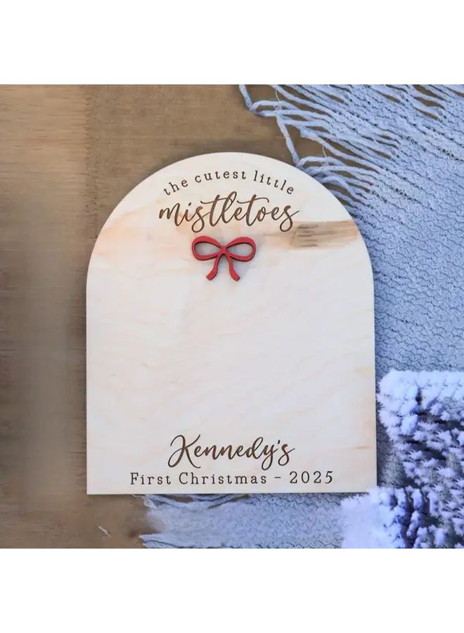 Christmas Knot Style Personalized Wooden Plaque For DIY Holiday Footprint Craft - Image 1