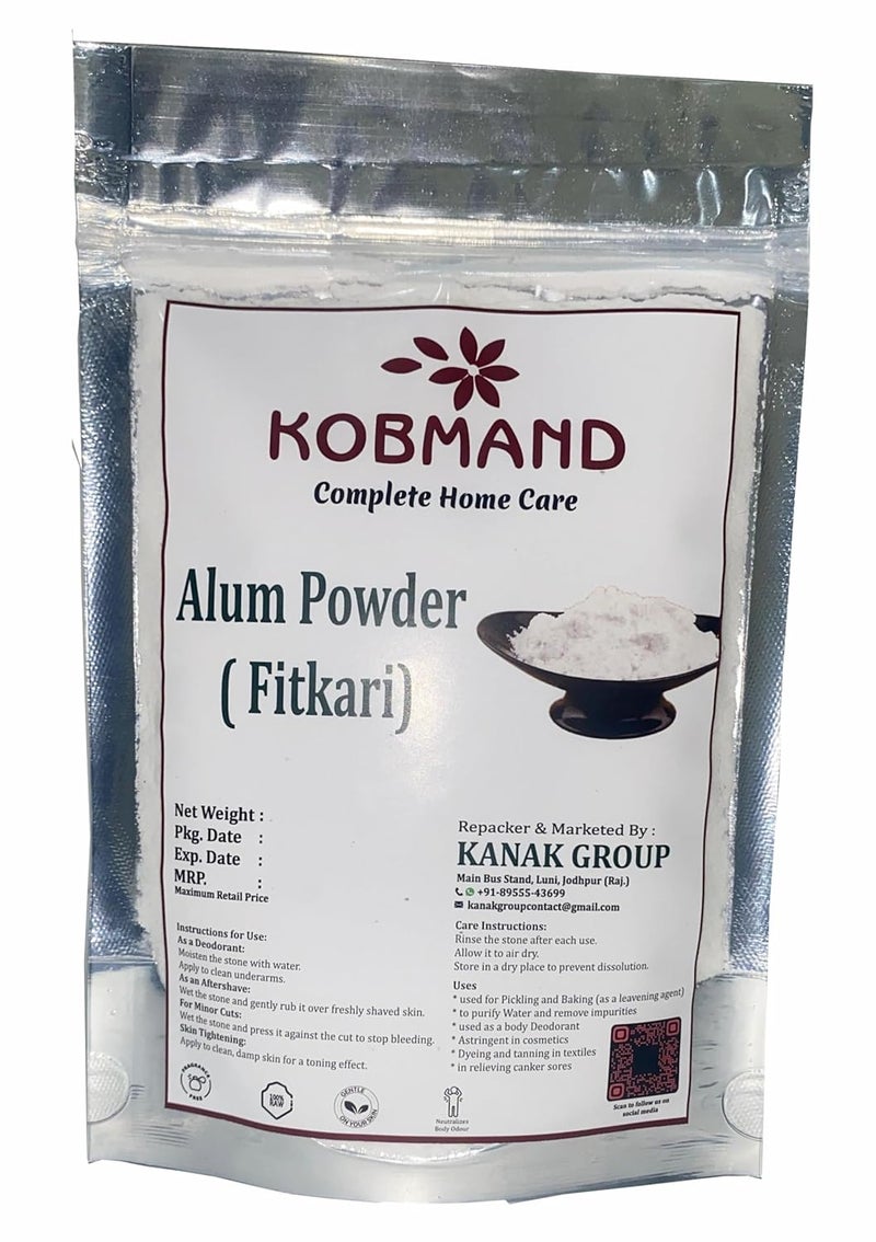 KOBMAND بودرة الألمنيوم كوبماند فيتكاري للعناية ببشرة الوجه وتنقية المياه مزيل عرق طبيعي وبلسم بعد الحلاقة بودرة فيتكاري طبيعية نقية متعددة الاستخدامات عبوة مريحة 250 جرام - Image 2