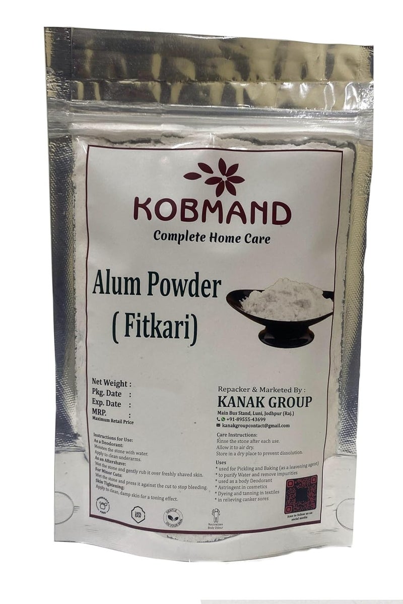 KOBMAND بودرة الألمنيوم كوبماند فيتكاري للعناية ببشرة الوجه وتنقية المياه مزيل عرق طبيعي وبلسم بعد الحلاقة بودرة فيتكاري طبيعية نقية متعددة الاستخدامات عبوة مريحة 250 جرام - Image 1