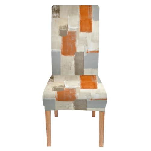CAPSCEOLL Orange and Grey Chair Covers Chair Seat Cover Set of 4 Removable Washable Parson Chair Covers for Dining Room Living Room Kitchen Christmas - Image 3