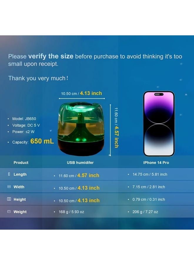 Bright Black 7 Color Night Light Humidifier Lamp Diffuser 24H Operation Dual Mist USB Powered - Image 4