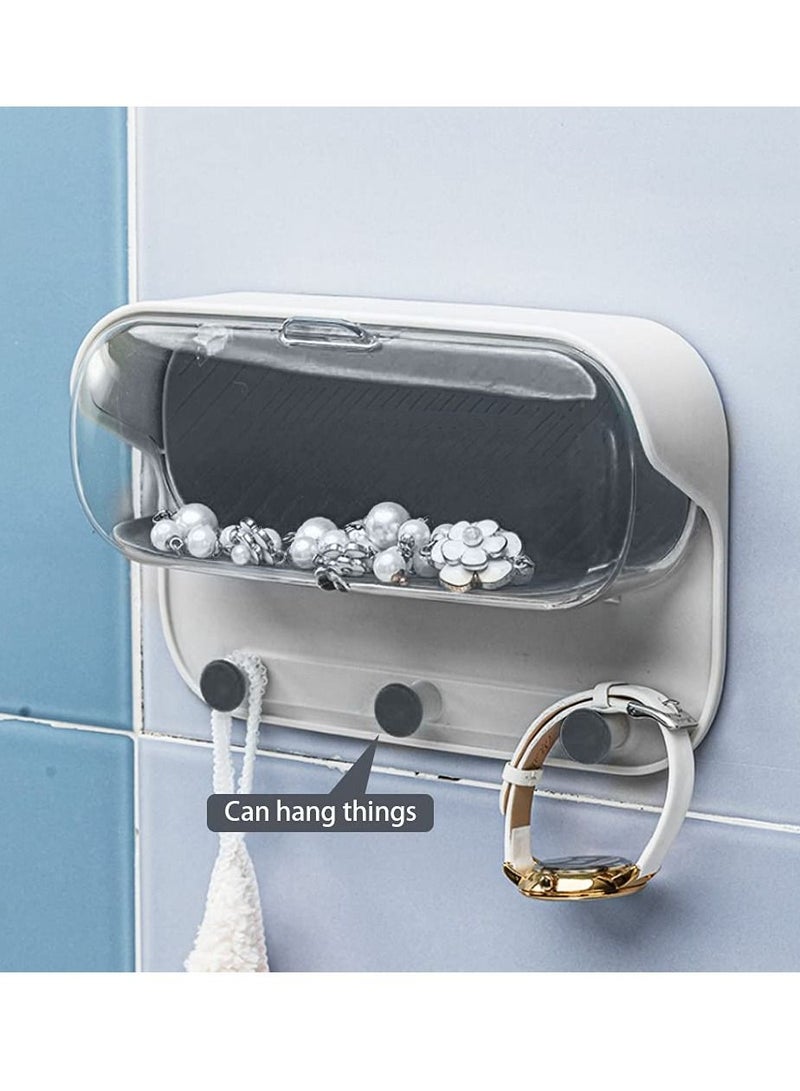 Excefore Glasses Holder, Wall Mount Shower Glasses Holder Bathroom case Mount Shelf, Bathroom Glasses Shelf Shower Glass Mirror Shower Mount Storage Box Phone Holder - Image 3