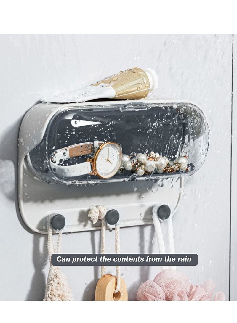 Excefore Glasses Holder, Wall Mount Shower Glasses Holder Bathroom case Mount Shelf, Bathroom Glasses Shelf Shower Glass Mirror Shower Mount Storage Box Phone Holder - Image 2