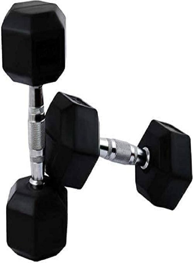 ULTIMAX Rubber Encased Dumbbell Set Hex Solid Iron Dumbbells - 5KG x 2 - Image 2