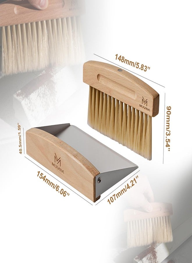 MUVNA Small Coffee Brush and Dustpan Set - Magnetic Hand Solid Wood Soft Bristles, Barista Cleaning Tool for Espresso Machine, Coffee Grinder, Home Kitchen Countertop, Silver - Image 5