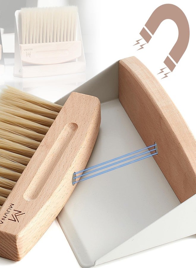 MUVNA Small Coffee Brush and Dustpan Set - Magnetic Hand Solid Wood Soft Bristles, Barista Cleaning Tool for Espresso Machine, Coffee Grinder, Home Kitchen Countertop, Silver - Image 3