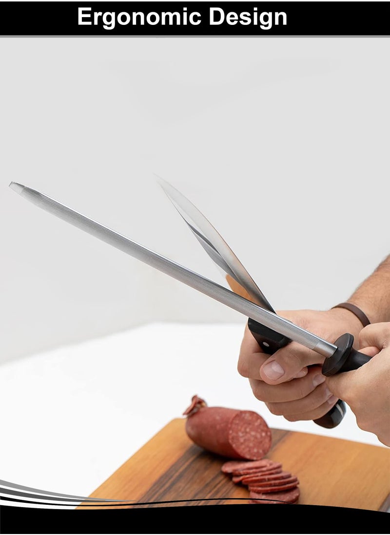 A TO Z 8-Inch Knife Sharpening Rod – Carbon Steel Honing Stick with Non-Slip Handle, Hanging Ring – Ideal for Kitchen Knives, Fine Surface Grit  - Image 5