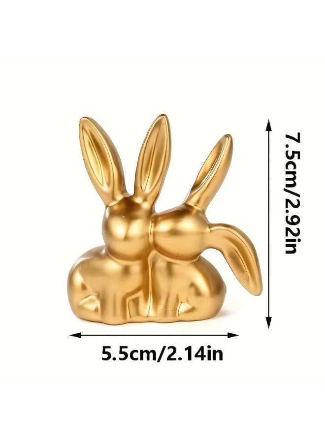 Resin Resin Couple Rabbit Figurine, Kissing Rabbit Figurine, Living Room, Bedroom, Bathroom Decoration, Home Furnishings Gold - Image 4