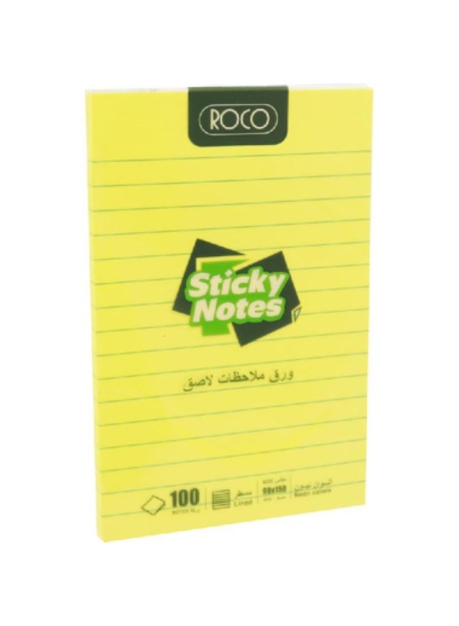 روكو ملاحظات لاصقة مسطرة 98 × 150 مم، 100 ورقة نقدية، لون نيون - Image 1