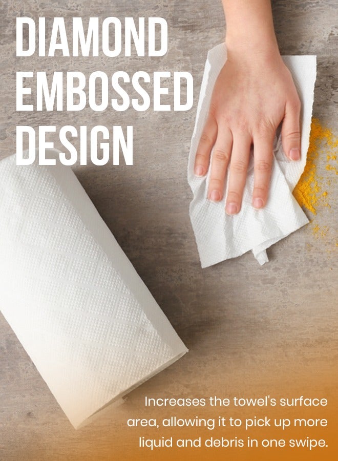 BRANDSFINITY ورق مناديل المطبخ 500 جرام لفة ماكسي تحتوي على 2 عبوة 600 ورقة مطبوعة بالألماس امتصاص أعلى وورق ناعم للغاية 1200 ورقة - Image 5