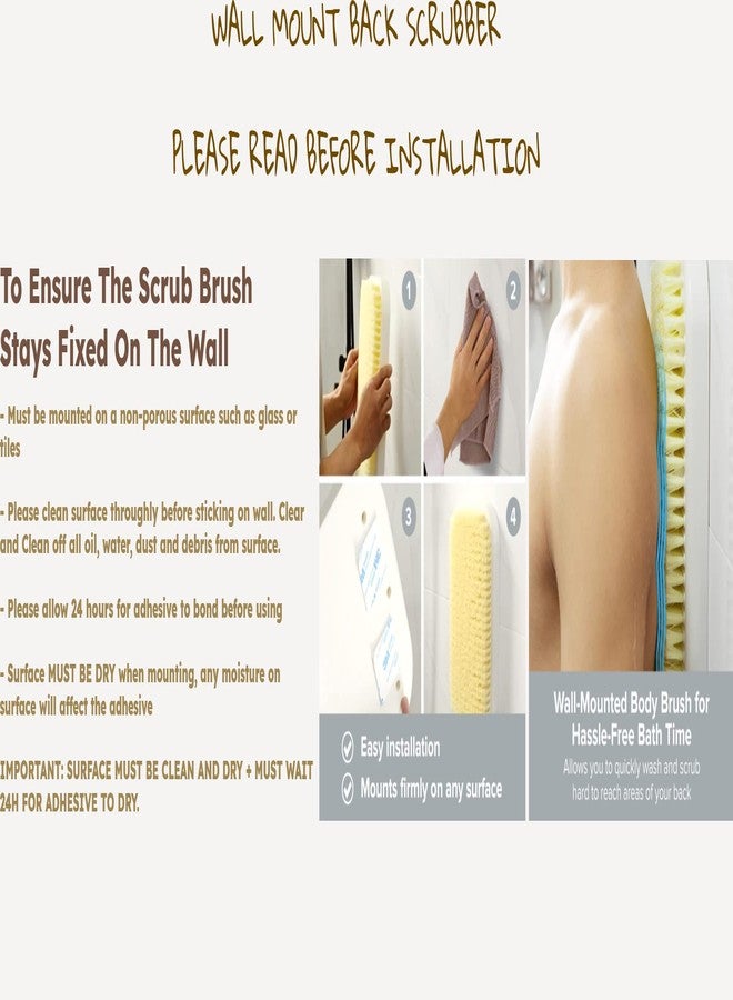 Primo Supply Wall Mounted Back Scrubber for Shower - Large Exfoliating Brush for Shower - Bathing Scrub Brush - Hands-Free Back Brush & Body Scrubber - Shower Accessories - 7.9x11.9in in-Shower Scrubber for Body - Image 4