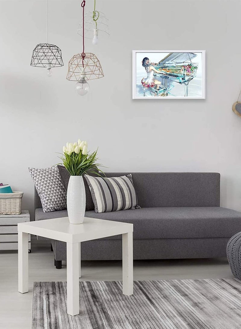 مجموعات الرسم الماسي 5D للبالغين ، طقم فني من الماس DIY للدائرة الكاملة مع خرز كريستالي للتطريز وصور فنية من الماس للديكور المنزلي على الجدران ، فتاة تعزف البيانو - Image 3