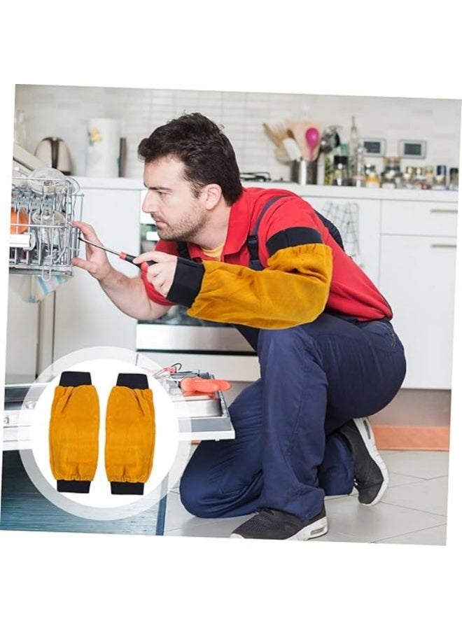 Welding Protective Sleeves – Thickened Cowhide Heat-Resistant Arm Guards for Welders, Flame-Retardant and Wear-Resistant Safety Welding Sleeves, Approx. 42cm (Pair) - Image 4