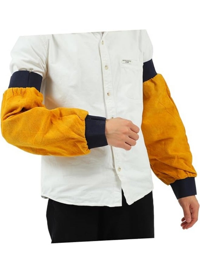 Welding Protective Sleeves – Thickened Cowhide Heat-Resistant Arm Guards for Welders, Flame-Retardant and Wear-Resistant Safety Welding Sleeves, Approx. 42cm (Pair) - Image 1