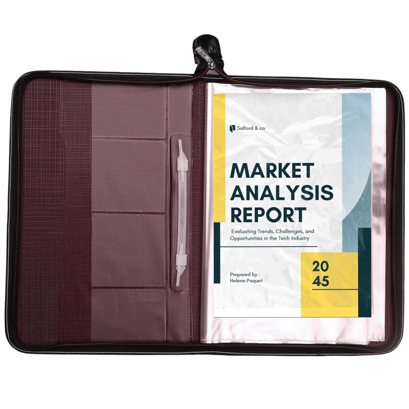 sps Premium PU Leather File Folder | 20 Sleeves for A4 & FC Size Documents | Maroon - Image 4