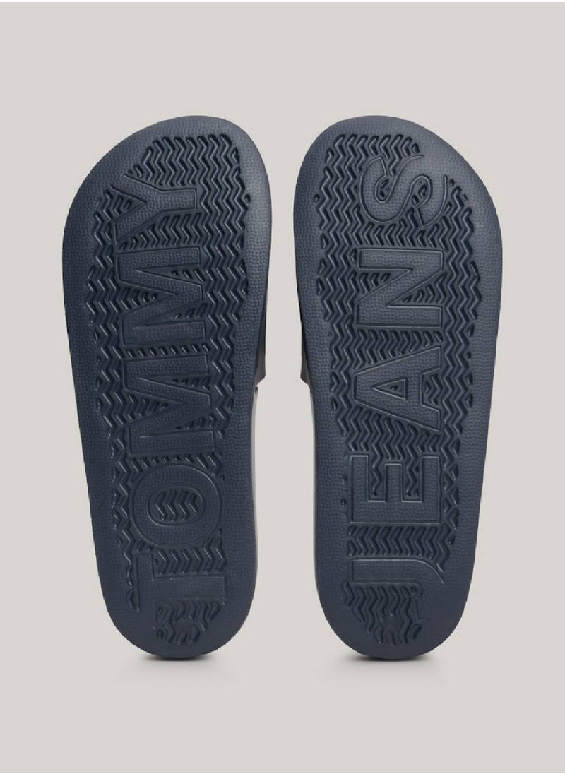 TOMMY JEANS Men's Pool Slides - Faux Leather, Blue  - Image 5