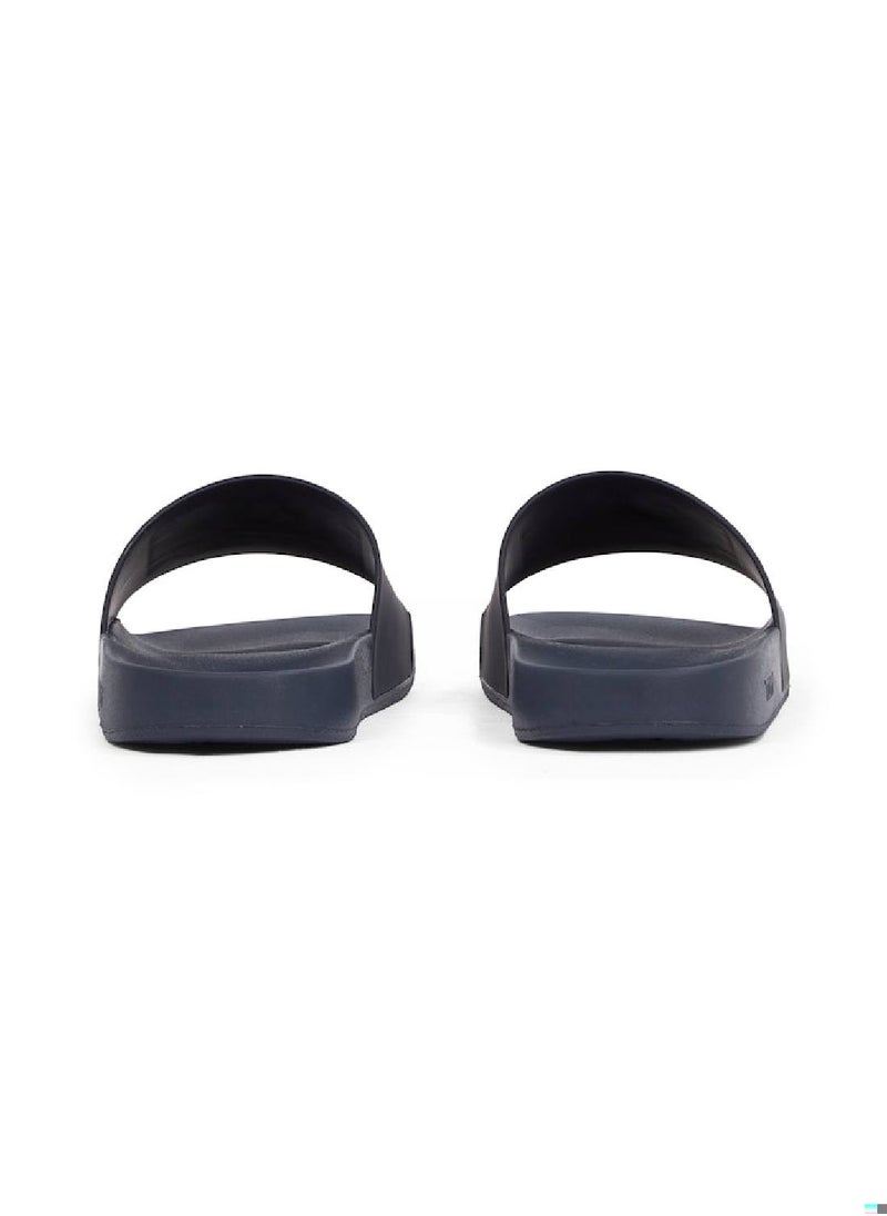 TOMMY JEANS Men's Pool Slides - Faux Leather, Blue  - Image 3