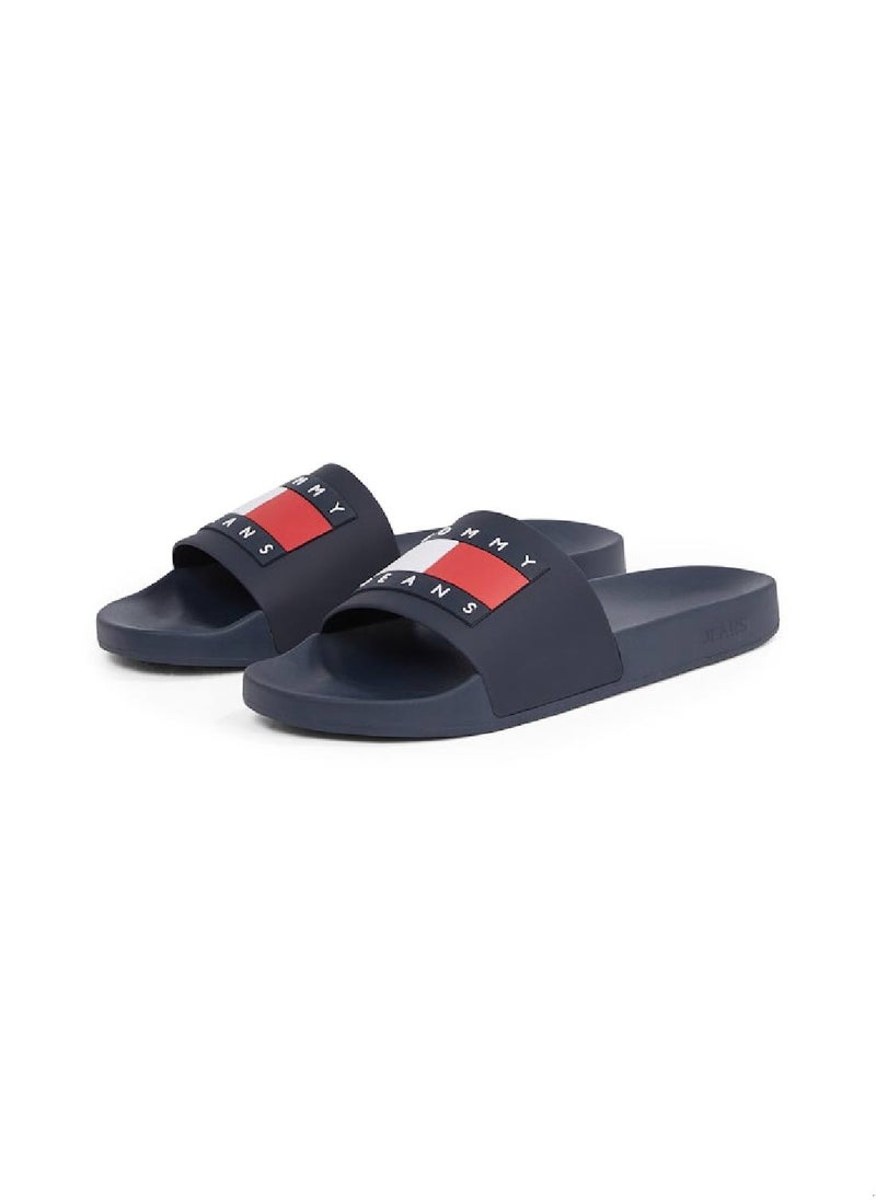 TOMMY JEANS Men's Pool Slides - Faux Leather, Blue  - Image 2