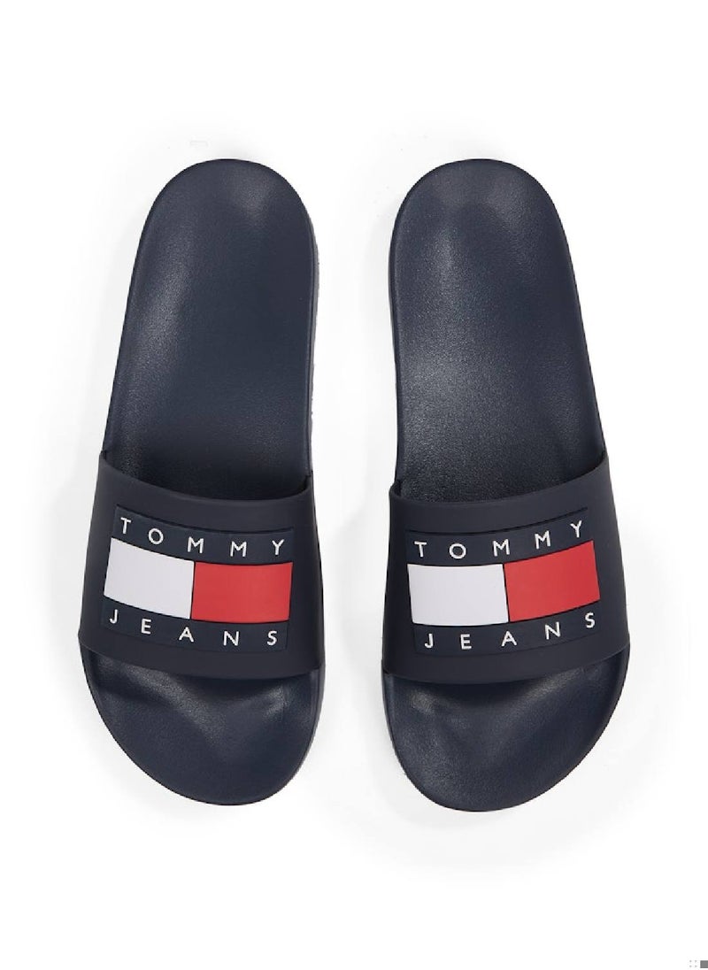 TOMMY JEANS Men's Pool Slides - Faux Leather, Blue  - Image 4