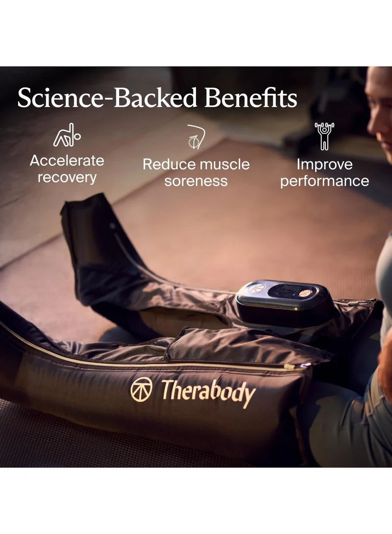 Therabody Therabody JetBoots Prime Ultra-Portable, Wireless Compression Boots for Easy Leg Muscle Recovery - Calf, Leg & Thigh Compression Sleeve with Customizable Treatments (Large)