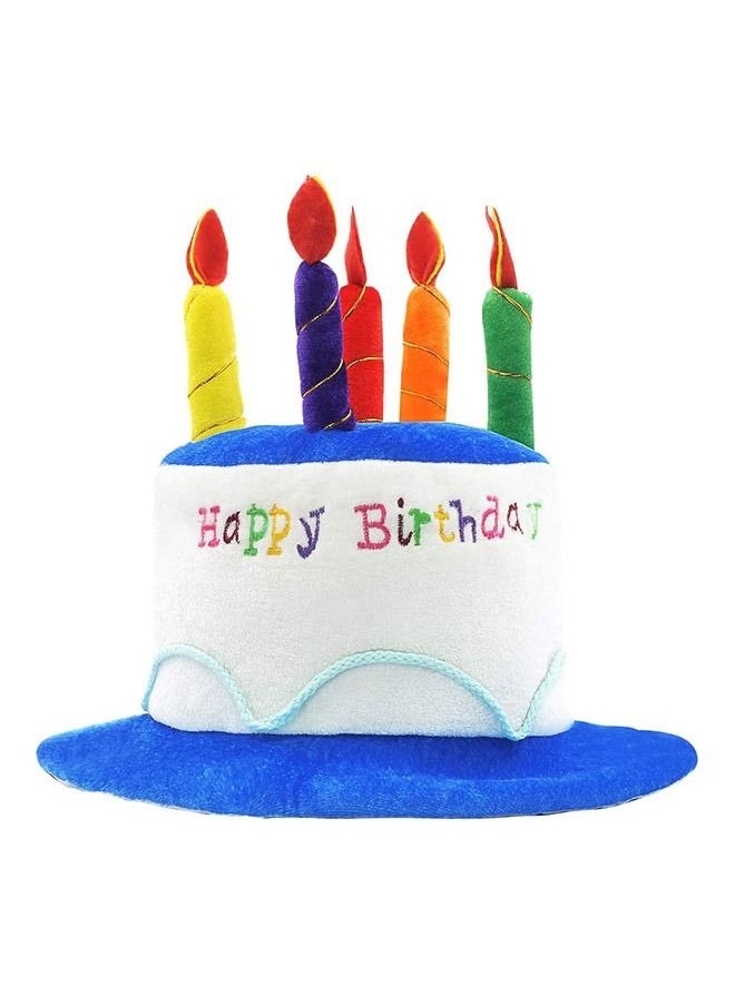 Generic Plush Happy Birthday Candles Cake Hat, Novelty Letter Embroidery Fancy Dress Party Props Hats, Unisex Birthday Accessories(Blue)  - Image 1