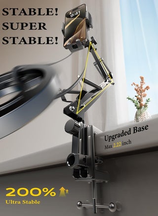 Gooseneck Phone Holder for Bed Desk,Cell Phone Stand for Desk Bed iPhone Holder Laying Down，Flexible Arm Clamp Clip Phone Mount Stand for Filming Fits iPhone 15 Max All Phone - view 5