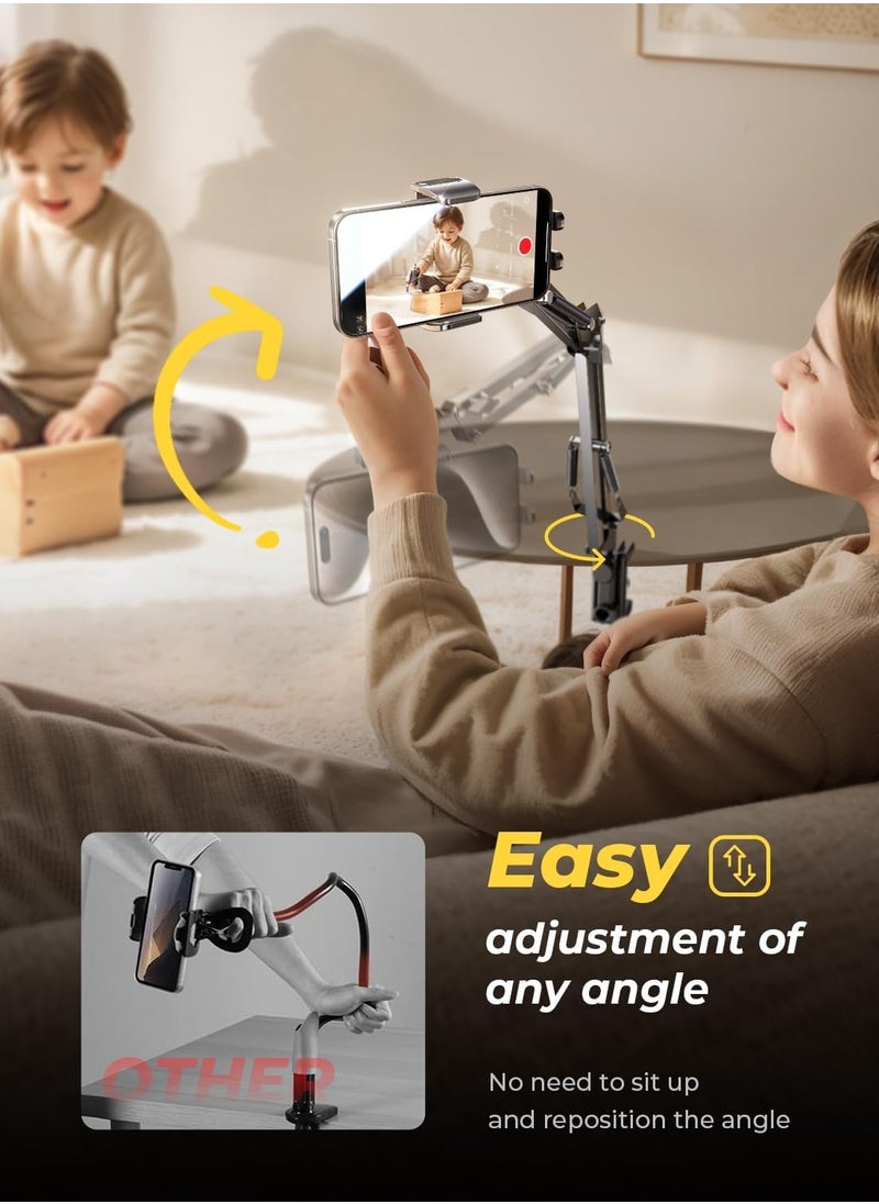 General Gooseneck Phone Holder for Bed Desk,Cell Phone Stand for Desk Bed iPhone Holder Laying Down，Flexible Arm Clamp Clip Phone Mount Stand for Filming Fits iPhone 15 Max All Phone  - Image 4