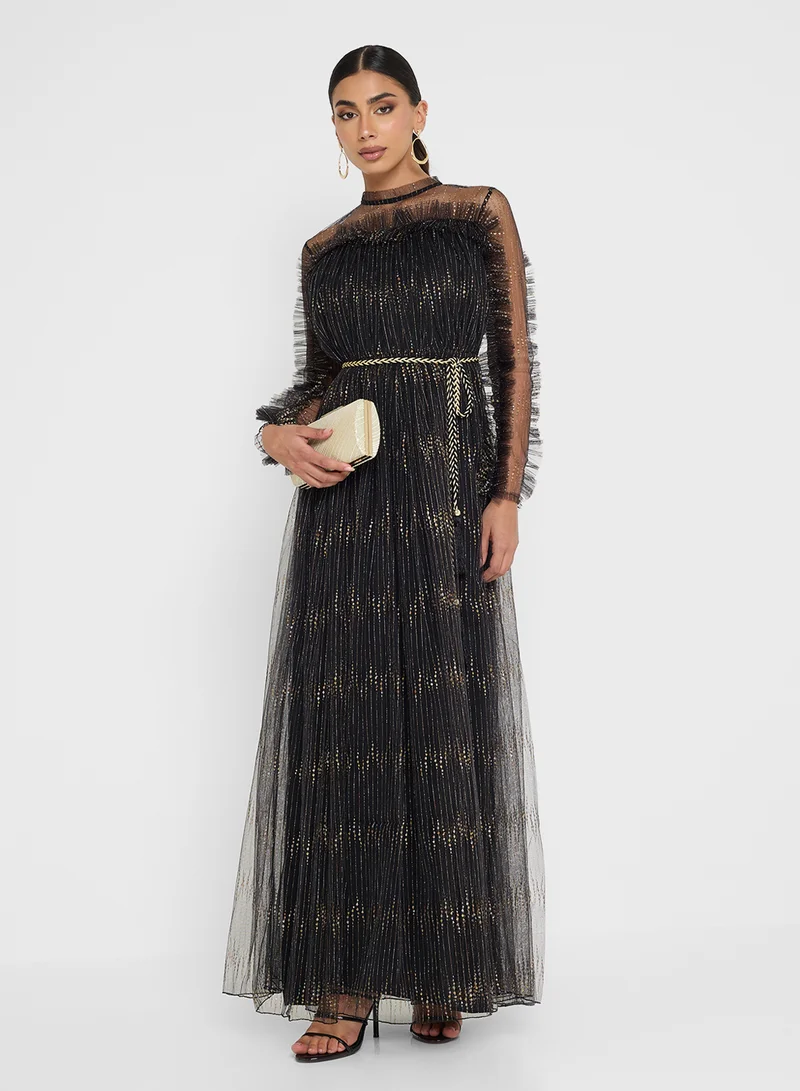 جولدن ابل Embellished Maxi Dress With Belt