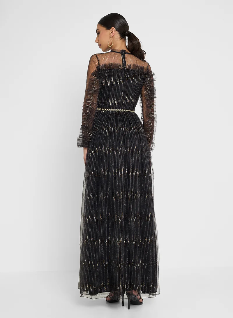 جولدن ابل Embellished Maxi Dress With Belt