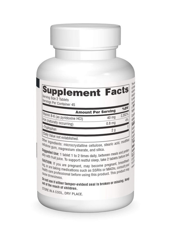 Source Naturals L-Tryptophan with Vitamin B-6 1000 mg Support Mood, Relaxation And Sleep - 90 Tablets - Image 3