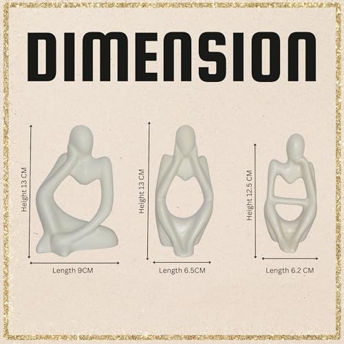 CraftVatika 3 Pcs Decorative Abstract Thinker Men Statue Showpiece Set | Home Decor Items, Ceramic Modern Art showpiece for Living Room Bedroom Bookshelf Desktop Table Office Wedding Housewarming Gift - Image 4