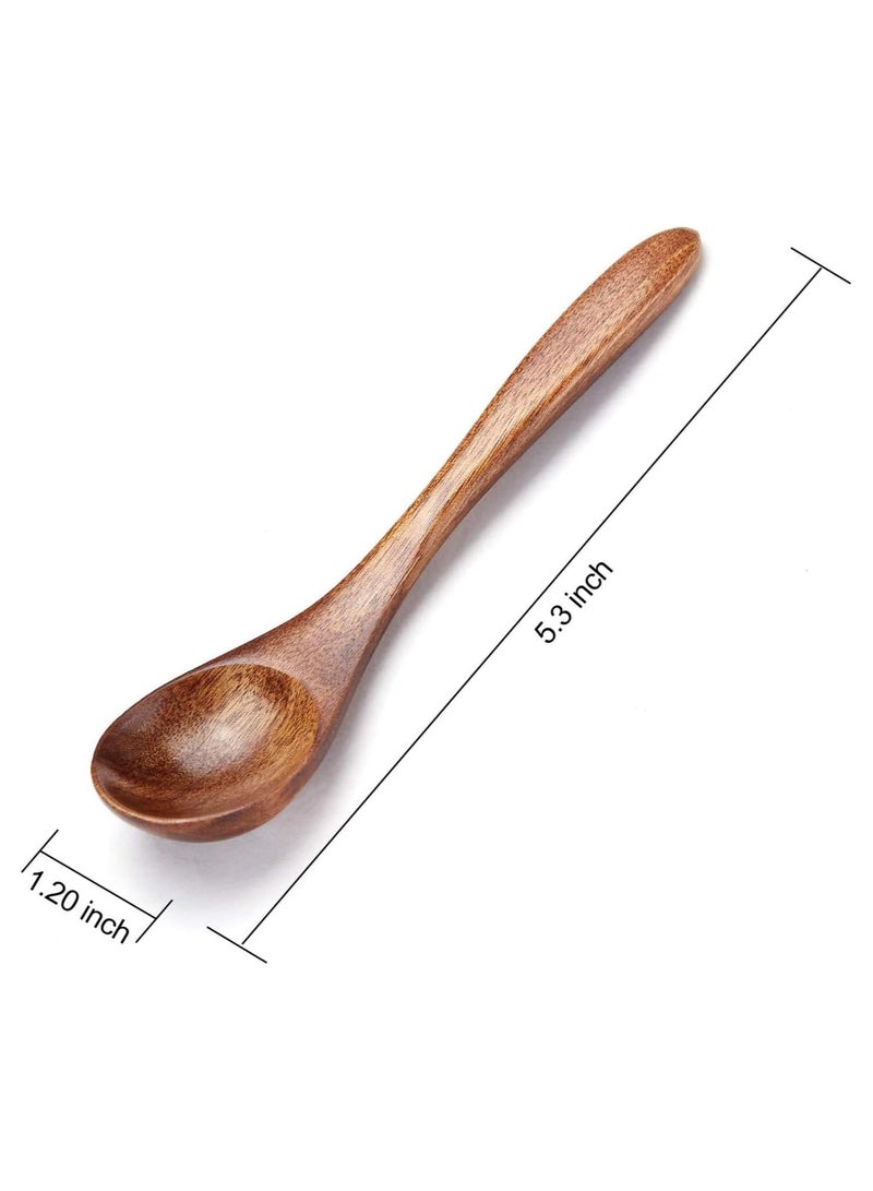 Wooden Teaspoons Set - 6pcs Small Serving Utensils for Cooking, Condiments, Honey - Mini Spoons for Daily Use - Image 2