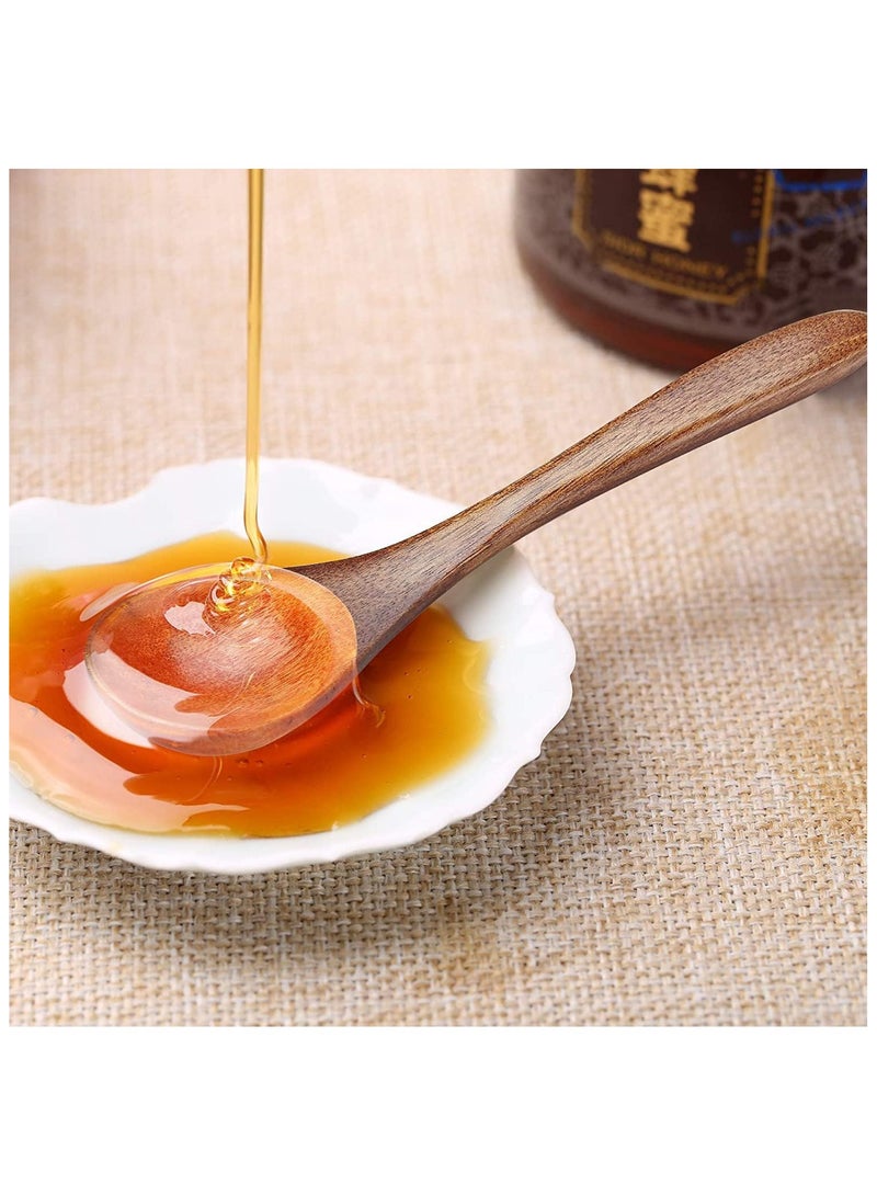 Wooden Teaspoons Set - 6pcs Small Serving Utensils for Cooking, Condiments, Honey - Mini Spoons for Daily Use - Image 3