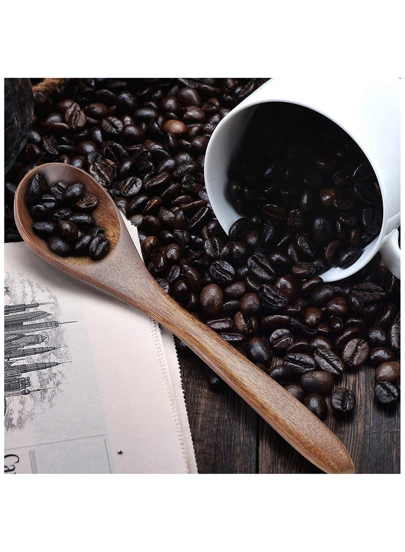 Wooden Teaspoons Set - 6pcs Small Serving Utensils for Cooking, Condiments, Honey - Mini Spoons for Daily Use - Image 4