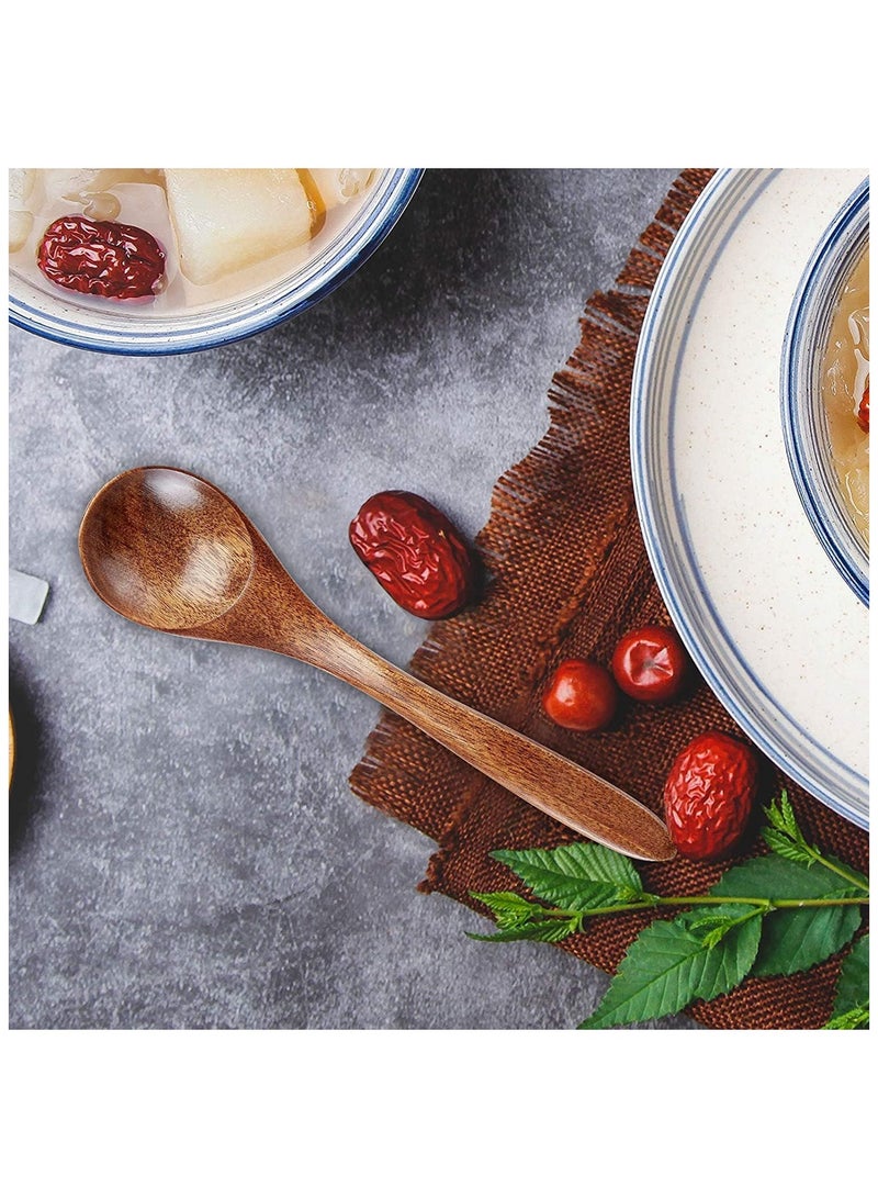 Wooden Teaspoons Set - 6pcs Small Serving Utensils for Cooking, Condiments, Honey - Mini Spoons for Daily Use - Image 5