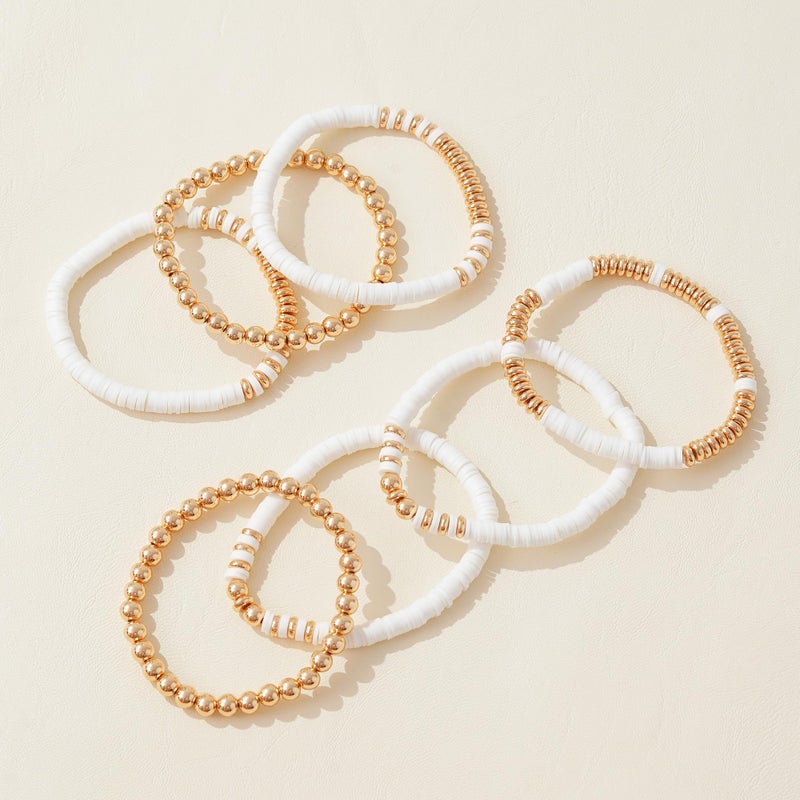 GOOJIDS Surfer Heishi Clay Bead Bracelets for Women Bohemian Stackable Gold Plated Beaded Stretch Bracelets Elastic Layering Friendship Bracelets Set Boho Jewelry - Image 3