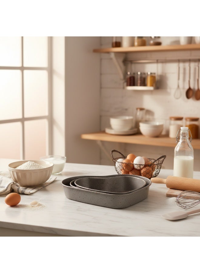 : LS 3-Piece Heart-Shaped Cake Pan Set|Small-Medium-Large| - Premium Non-Stick Baking Tins