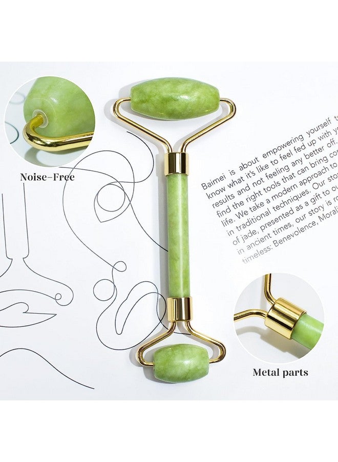 BAIMEI Icyme Gua Sha & Jade Roller Facial Tools Face Roller And Gua Sha Set For Puffiness And Redness Reducing Skin Care Routine Self Care Gift For Men Women Green - Image 4