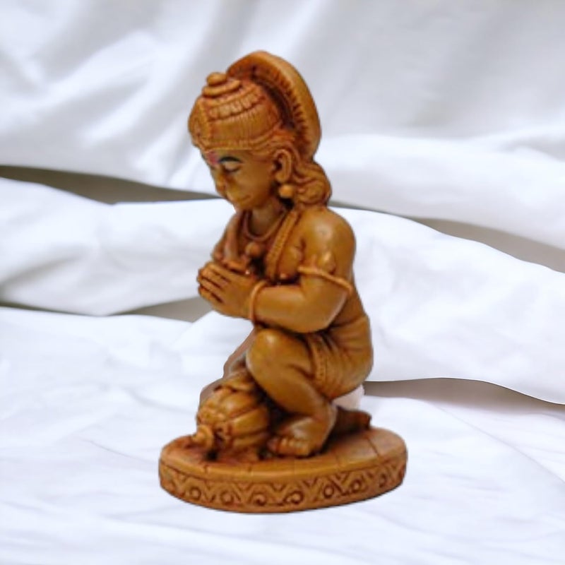 KariGhar God Hanuman Idol Murti Perfect for Car Dashboard Home Living Room Puja Room Housewarming Gifting Brown 2X175X35 inches - Image 2