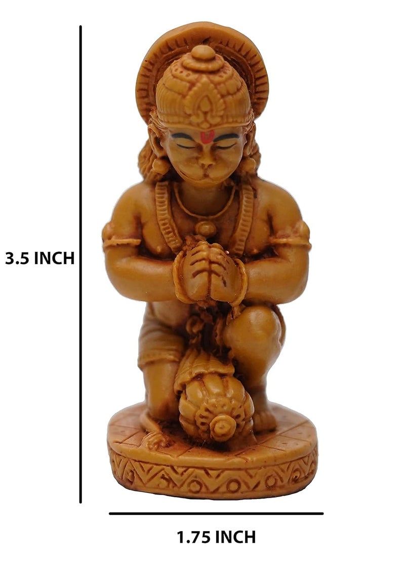 KariGhar God Hanuman Idol Murti Perfect for Car Dashboard Home Living Room Puja Room Housewarming Gifting Brown 2X175X35 inches - Image 4